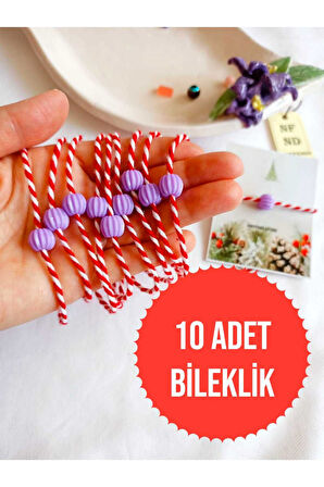 10 ADET MOR BONCUKLU MARTENİÇKA BİLEKLİK ŞANS BEREKET ARKADAŞ SEVGİLİ EŞ ÇOCUK HEDİYE BAHAR