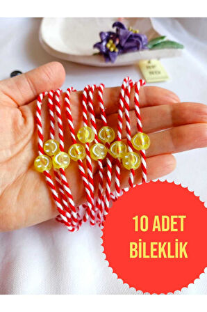 10 ADET SARI BONCUKLU MARTENİÇKA BİLEKLİK ŞANS ARKADAŞ SEVGİLİ EŞ ÇOCUK HEDİYE BAHAR BİLEKLİĞİ