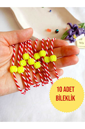 10 ADET SARI BONCUKLU MARTENİÇKA BİLEKLİK ŞANS BEREKET ARKADAŞ SEVGİLİ EŞ ÇOCUK HEDİYE BAHAR