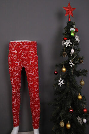 Noel Desenli Kız Tayt