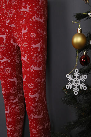 Noel Desenli Kız Tayt