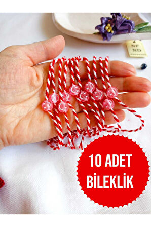 10 ADET UÇUK PEMBE BONCUKLU MARTENİÇKA BİLEKLİK ŞANS ARKADAŞ SEVGİLİ EŞ ÇOCUK HEDİYE BAHAR BİLEKLİĞİ