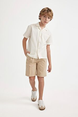 DeFacto Erkek Çocuk Basic Düz Beli Lastikli Cepli Gabardin Şort C2956A824SMBG286