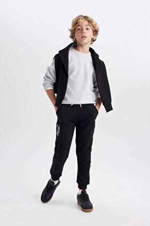 DeFacto Erkek Çocuk Bisiklet Yaka Selanik Kumaş Basic Düz Sweatshirt B5308A823WNGR157