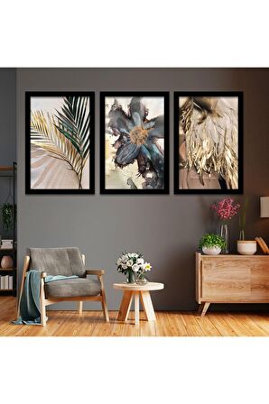 GÜMÜŞ AYNALI PLEKSİ ÇERÇEVELİ MODERN MAVİ BEYAZ DENİZ MANZARALI SOYUT ÇİZİM TABLO