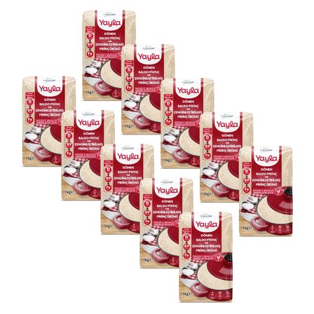 Yayla Gönen Baldo Pirinç ve Zenginleştirilmiş Pirinç Ürünü (D+B9+Fe) 1 kg x10