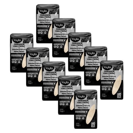 Yayla Osmancık Yerli Pirinç ve Zenginleştirilmiş Pirinç Ürünü (A+B9+Fe) 1 kg x10