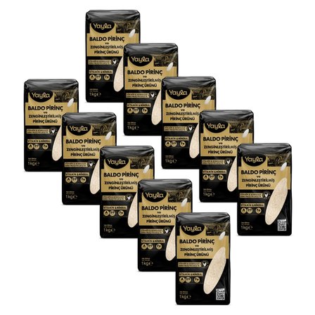 Yayla Baldo Pirinç ve Zenginleştirilmiş Pirinç Ürünü (A+B9+Fe) 1 kg x10