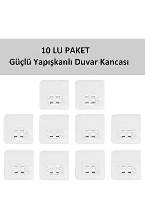 10 lu Güçlü Kendinden Yapışkanlı Kancalar Köşe Rafı Banyo Rafı Duş Rafı Kancası, Su Geçirmez Askı