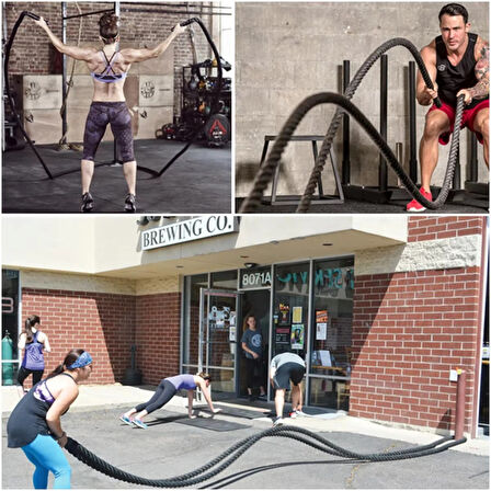Crossfit Halatı 10  Metre - 38 mm Battle Rope Dayanıklılık Ve Güç Antrenmanı Ekipmanı