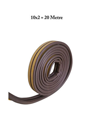 Kapı Pencere Fitili Yapışkanlı ( Kahverengi ) Kapı Pencere Bandı Bantları 10*2Metre=20 Metre