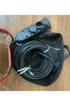 10 METRE- ÇANTALI MODEL - 3 LÜ PRİZ 3X2.5MM ELEKTRİK SEYYAR UZATMA ARA KABLO KAUÇUK PRİZ