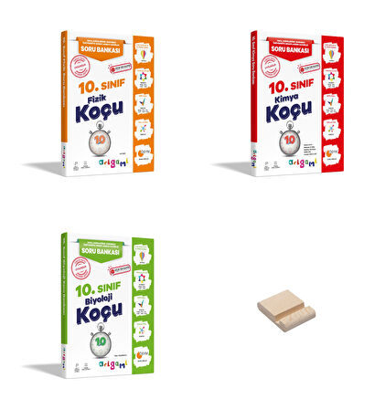 ORİGAMİ 10. Sınıf Fizik Kimya ve Biyoloji Soru Bankası 3lü Set + Telefon Standı