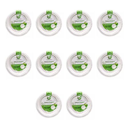 Roll-Up Nature Ekolojik Karton Kağıt Parti Tek Kullanımlık Tabak - 22 Cm. - 50 Adetlik 10 Paket
