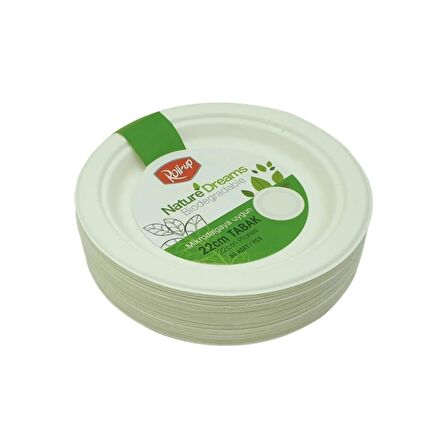 Roll-Up Nature Ekolojik Karton Kağıt Parti Tek Kullanımlık Tabak - 22 Cm. - 50 Adetlik 10 Paket
