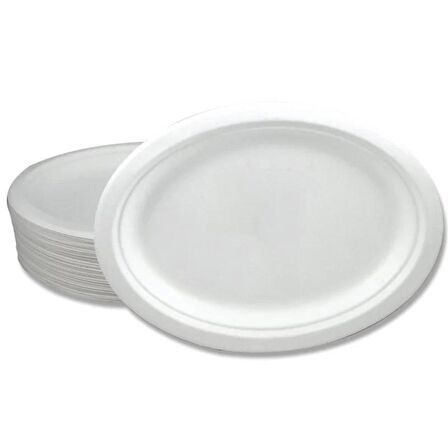 Roll-Up Nature Ekolojik Karton Kağıt Tek Kullanımlık Oval Tabak - 20x26 Cm. - 50 Adetlik 10 Paket