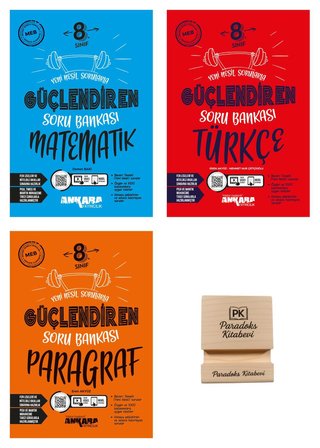 Ankara LGS 2027 8. Sınıf Matematik Türkçe ve Paragraf 3lü Set Güçlendiren Soru Bankası + Telefon Standı
