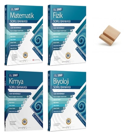 11. Sınıf Matematik Fizik Kimya ve Biyoloji 4lü Set Bilgi Sarmal Soru Bankası + Telefon Standı