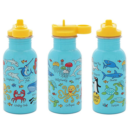 Çelik Matara 400ml  / 4 lü Beslenme Kutusu OCEAN LIFE