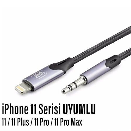 iPhone 11-PLUS-PRO-PRO MAX Uyumlu Metal Başlık AUX Ses Dönüştürücüsü Hasır Lightning Çevirici