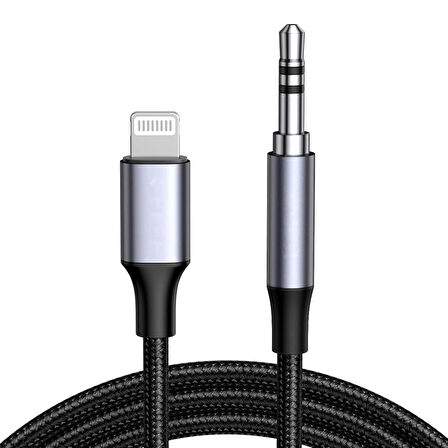  iPhone 11-PLUS-PRO-PRO MAX Uyumlu Metal Başlık AUX Ses Dönüştürücüsü Hasır Lightning Çevirici