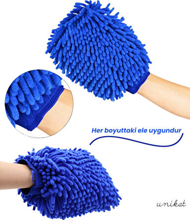 Ultra Yumuşak Mikrofiber Yıkama Eldiveni - Çift Yönlü Makarna Mavi 1 Adet