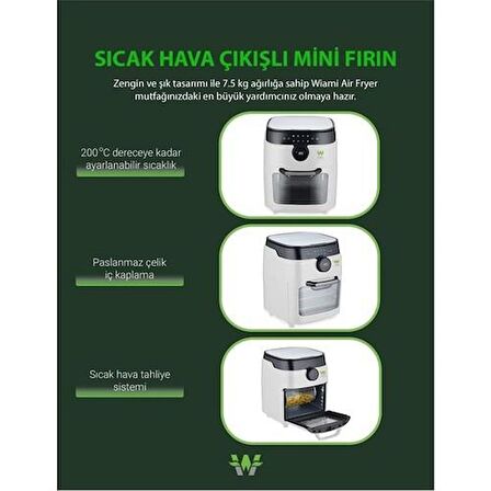 Wiami Air Fryer 12 Litre Beyaz Oven Akıllı Fritöz Teşhir