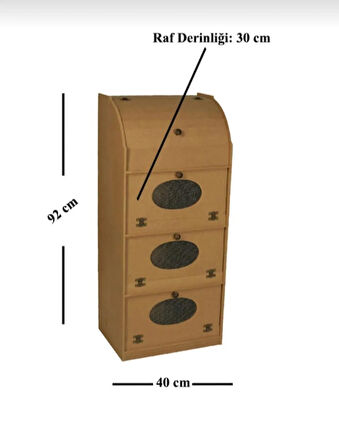 Ahşap Mdf Boyanabilir 4 Bölmeli Telli Çok Amaçlı Dolap