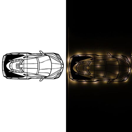 Veraart Işıklı Araba Temalı Tablo Lamborghini Üst Görünüm Dekoratif Gece Lambası 80 cm