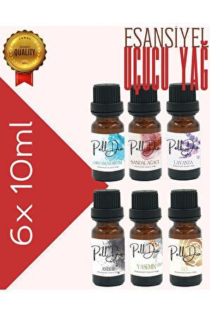 6'lı Esansiyel Uçucu Yağ, Buhurdanlık Yağı, Difüzör Esansı, Oda Kokusu 10ml-2