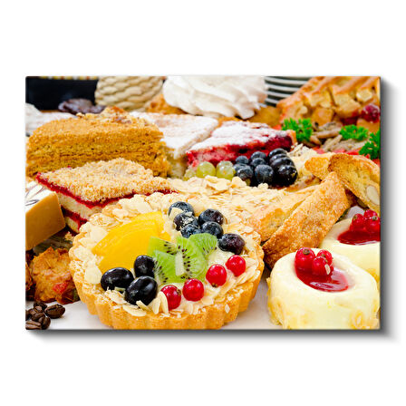 Taze Meyveli Mini Tart ve Pasta Çeşitleri Kanvas Tablo