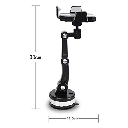 İpek Yıldızı® Jel Vantuzlu Cama Takılabilen Güçlü 360 Derece Dönebilen Ayarlanabilir Araç Içi Vantuzlu Telefon Tutucu