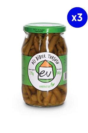 Ev Acı Biber Turşusu 340 Gr x 3 Adet