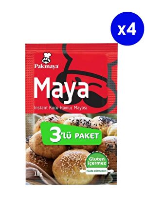 Pakmaya Instant Kuru Hamur Mayası 3 lü 10 Gr x 4 Adet