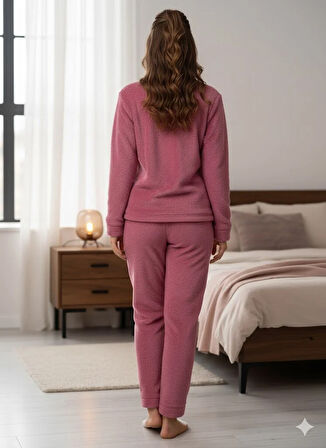 KADIN PEMBE POLAR PİJAMA TAKIMI