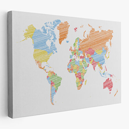 Harita Sepeti Dünya Haritası Dekoratif Kanvas Tablo 1100