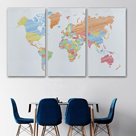 Harita Sepeti Dünya Haritası Dekoratif Kanvas Tablo 1100