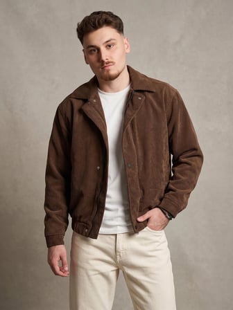 Erkek Fitilli Kadife Bomber Ceket Fermuarlı Çıtçıtlı Mont