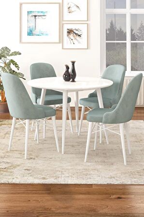 Rovena Vilza Beyaz Yuvarlak Mutfak Masası Takımı 4 Sandalye