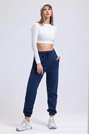 3 iplik şardonlu paça lastikli eşofman lacivert is001