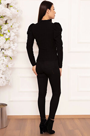 Prenses kol bluz siyah w3125