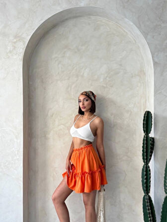 Çingene keten etek turuncu s24808