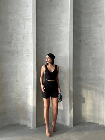 Şortlu keten takım