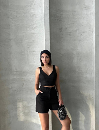 Şortlu keten takım