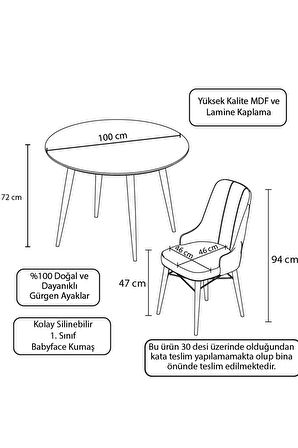 Rovena Bella Beyaz Yuvarlak Mutfak Masası Takımı 4 Sandalye