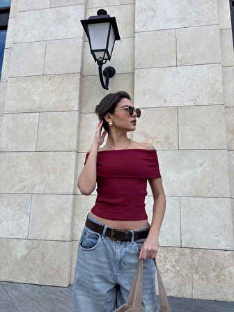 Madonna yaka sıfır kol bluz