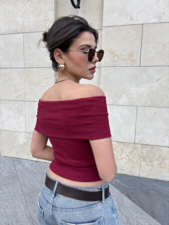 Madonna yaka sıfır kol bluz