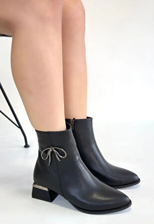 Harly Siyah Cilt Topuklu Bot
