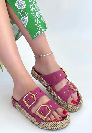 Loera Pemba Nubuk Çift Tokalı Terlik