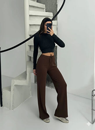 Fitilli şardonlu pantolon kahve a4058